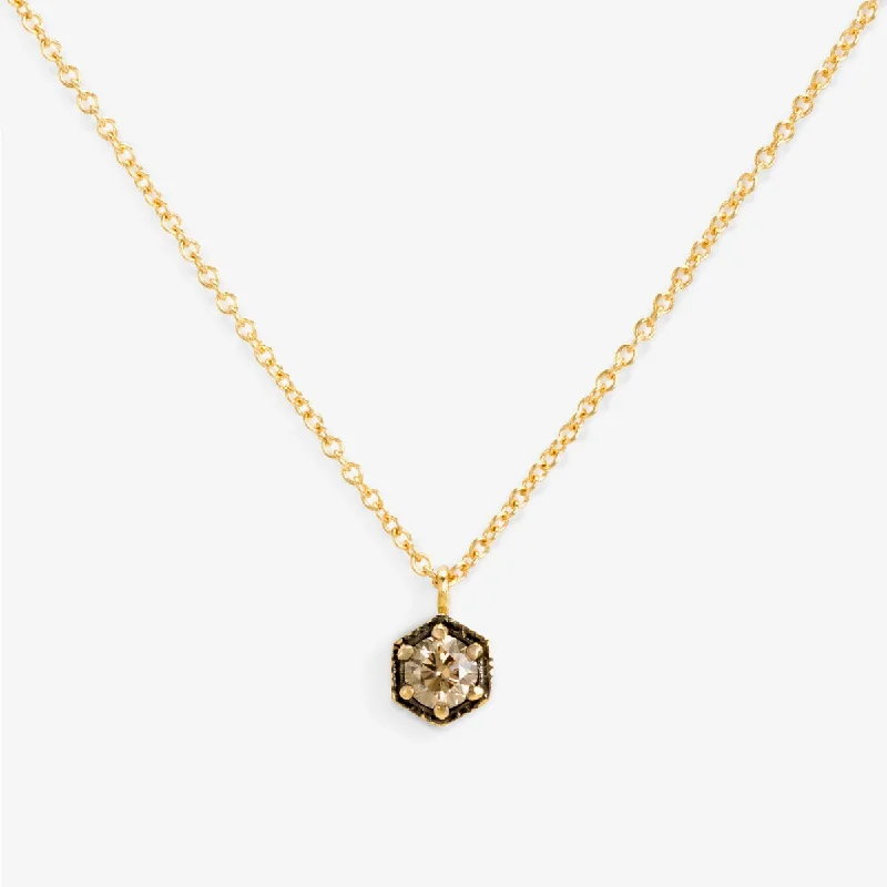 3.5mm Brown Diamond Hexagon Necklace | N9903BR