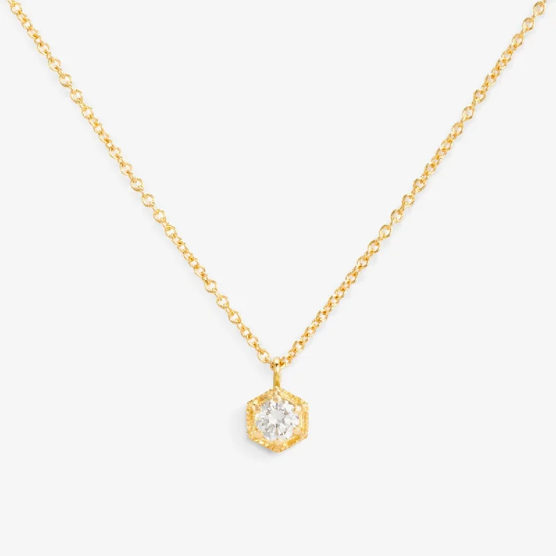 3.5mm White Diamond Hexagon Necklace | N9903W