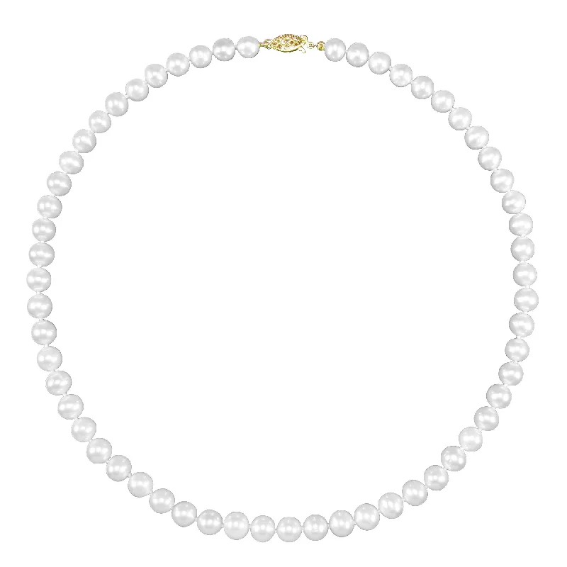 6MM Round Pearl 18-inch Necklace in 14KT Yellow Gold