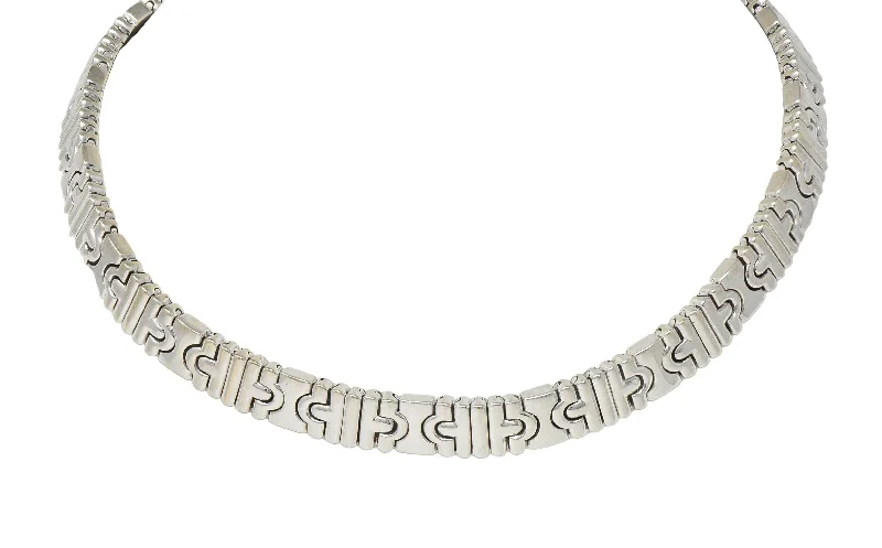 Bulgari 1980's 18 Karat White Gold Vintage Parentesi Collar Necklace