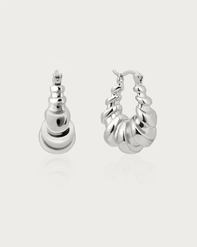 Croissant Hoop Earrings in Silver