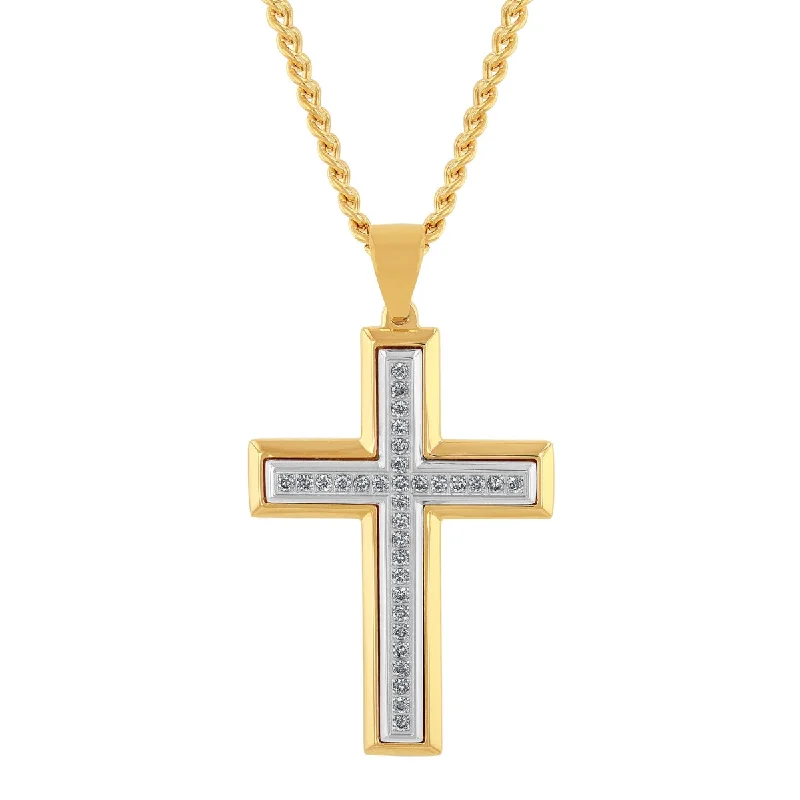 EcoLove 1/2 CTW Lab Grown Diamond Yellow Stainless Steel 24-inch Cross Pendant