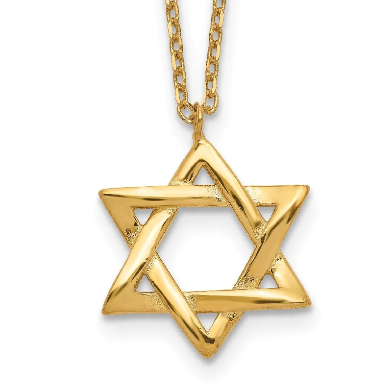 Gold Plated Sterling Silver 16.5-inch Star Of David Necklace