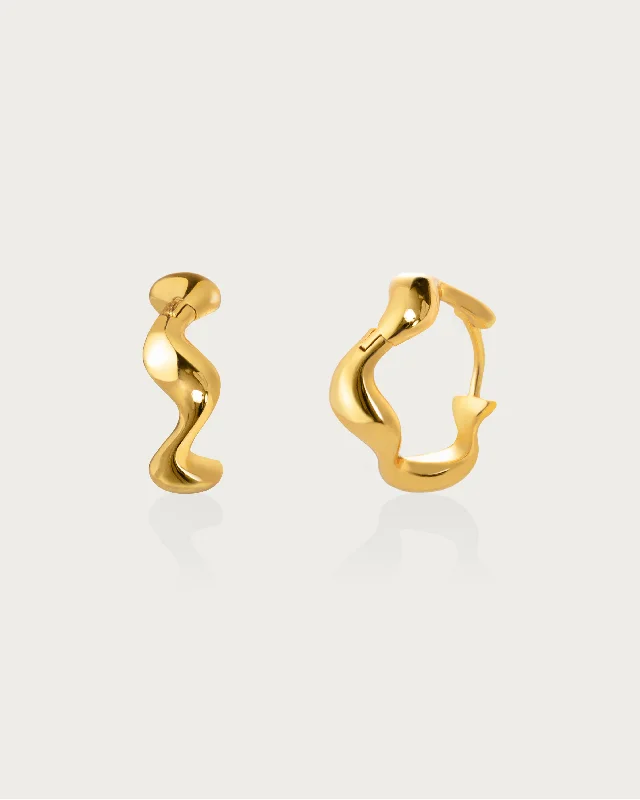 Gold Wave Hoop Earrings