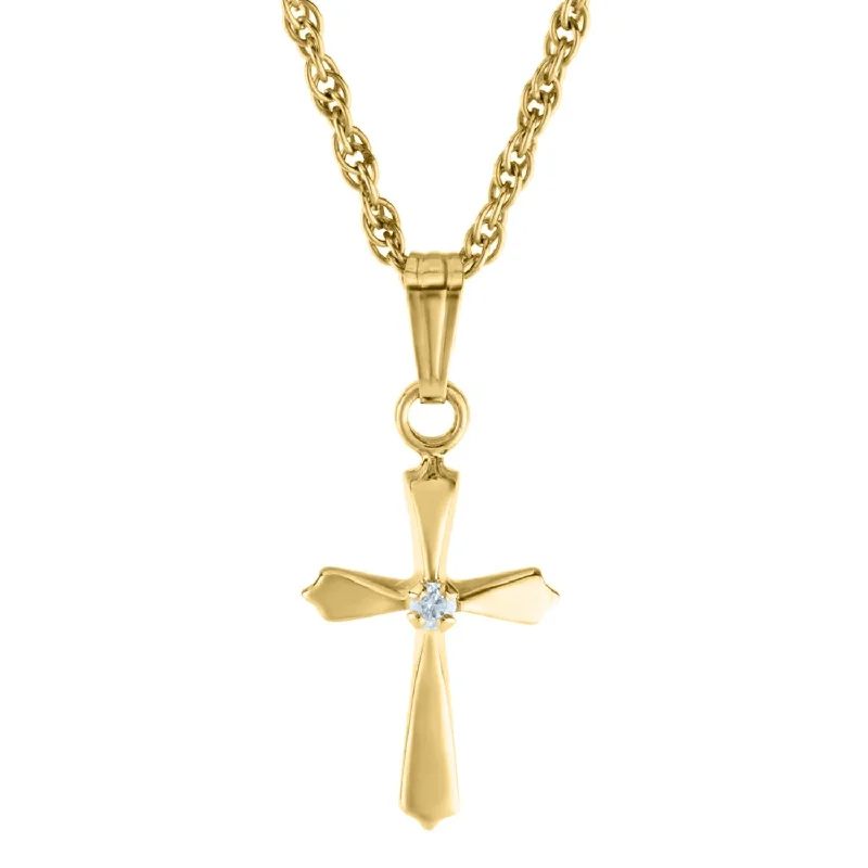 Kiddie Kraft 14KT Yellow Gold Diamond 15-inch Childrens Cross Pendant