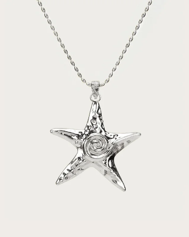 Large Starfish Necklace in Silver