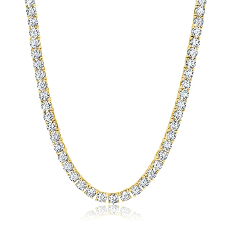 Luxe Layers 14KT Yellow Gold Plated Sterling Silver 4MM Round Cubic Zirconia 16-inch Tennis Necklace