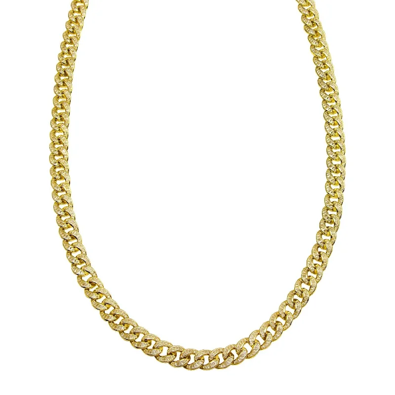 Luxe Layers 14KT Yellow Gold Plated Sterling Silver Baguette Cubic Zirconia 24-inch 10.3MM Curb Chain