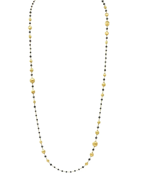 Marco Bicego Contemporary Faceted Black Diamond 18 Karat Yellow Gold Bead Africa Necklace