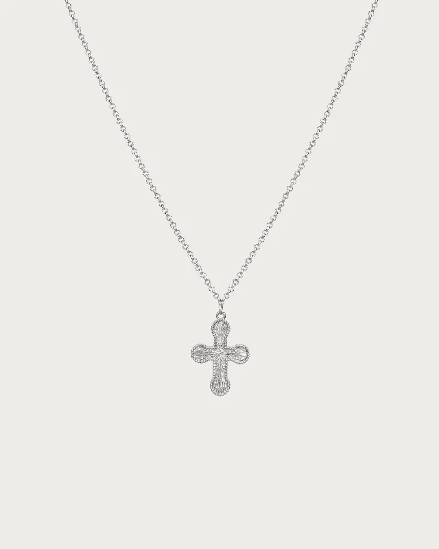 Mini Cross Pendant Necklace in Silver