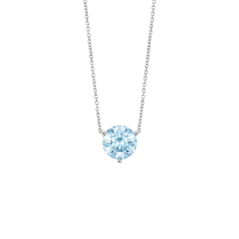 The Blue Round Brilliant Solitaire Pendant