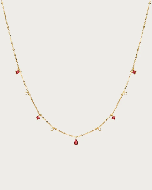 Elysee Necklace in Garnet Red