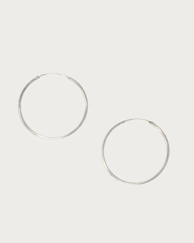 Silver 30mm Skinny Hoop Earrings