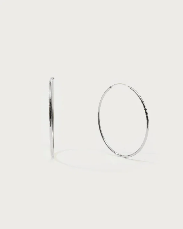 Silver 40mm Skinny Hoop Earrings