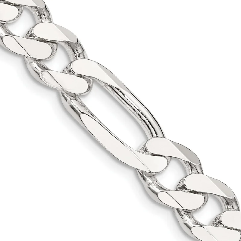 Sterling Silver 22-inch 9MM Lobster Clasp Figaro Chain