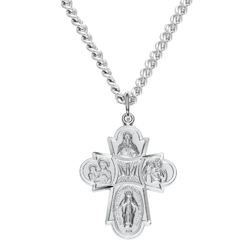 Sterling Silver 24-inch Cross Medal Pendant