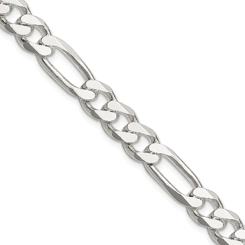 Sterling Silver 24-inch 8MM Lobster Clasp Figaro Chain