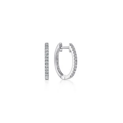 14K White Gold 0.18ctw Diamond Huggie Earrings