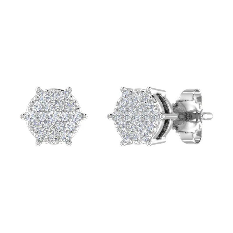 0.15 Carat Diamond Cluster Earrings in Gold - IGI Certified