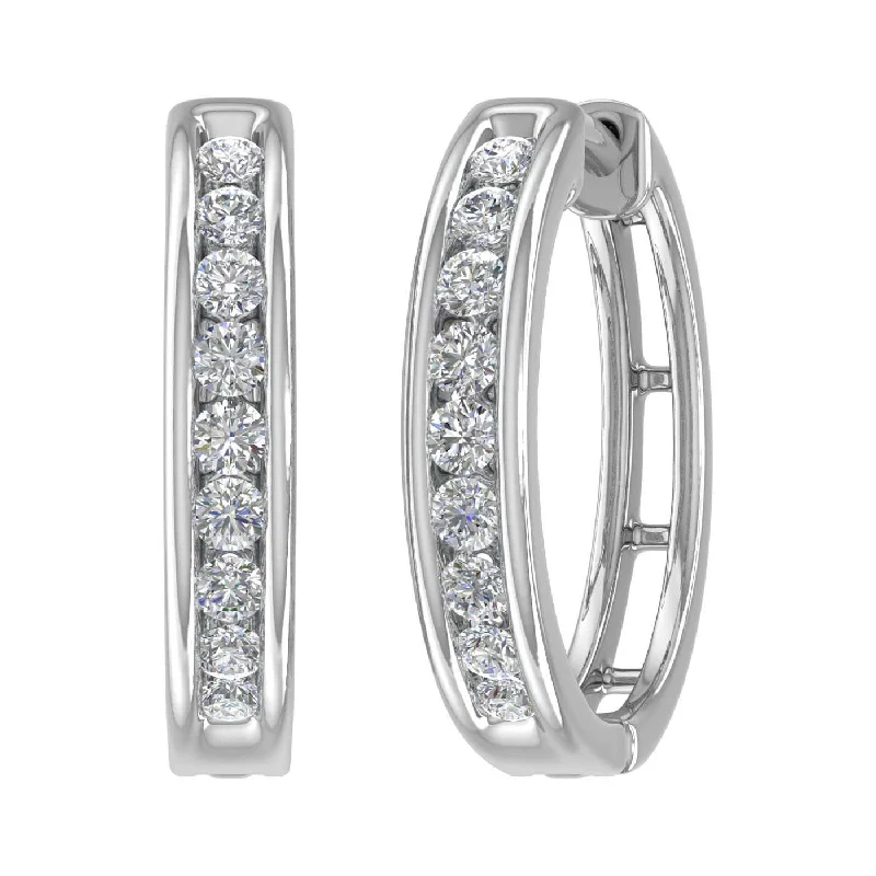 1/2 Carat Diamond Hoop Earrings in Gold - IGI Certified