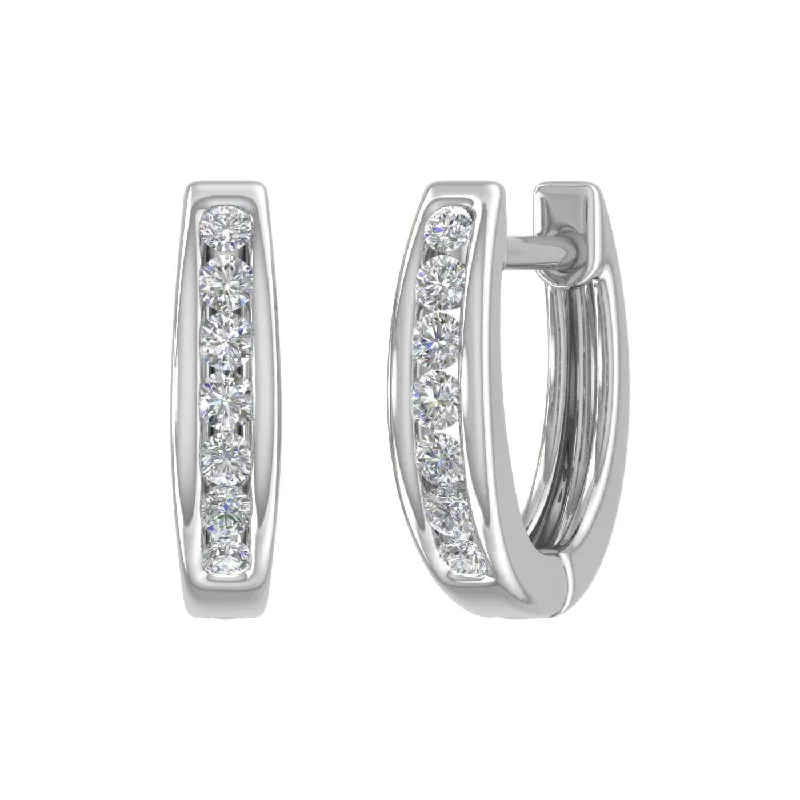 1/4 Carat Channel Set Diamond Hoop Earrings in Gold - IGI Certified