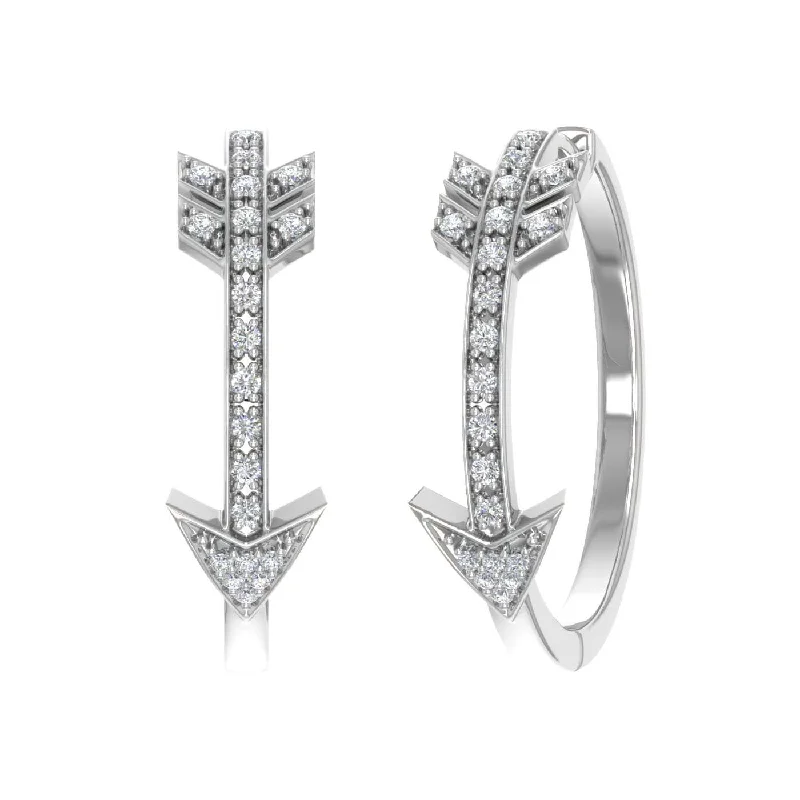 1/4 Carat Diamond Arrow Hoop Earrings in Gold - IGI Certified