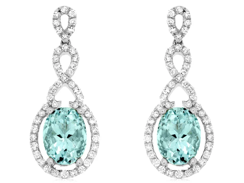 Aquamarine and Diamond Dangle Earrings