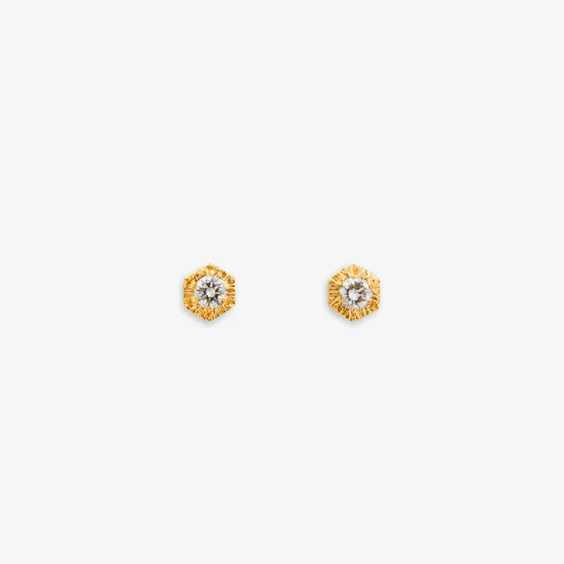 Baby White Diamond Hexagon Studs | E9901W