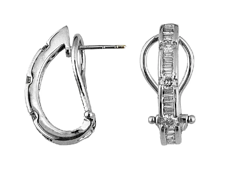 Baguette and Round Diamond Hoop Earrings