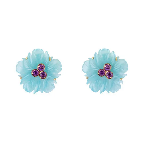 Blue flower studs