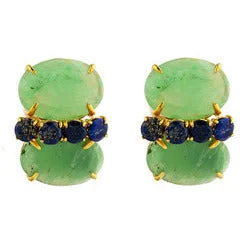 Chrysoprase & Lapis Earrings