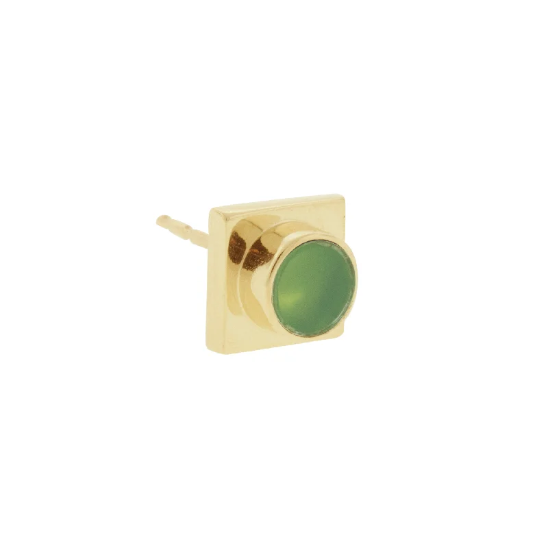 Chrysoprase Lego Block Stud Earring