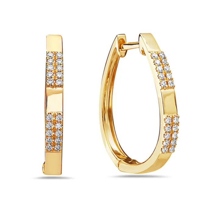 Diamond Accented Oval Hoop Earrings