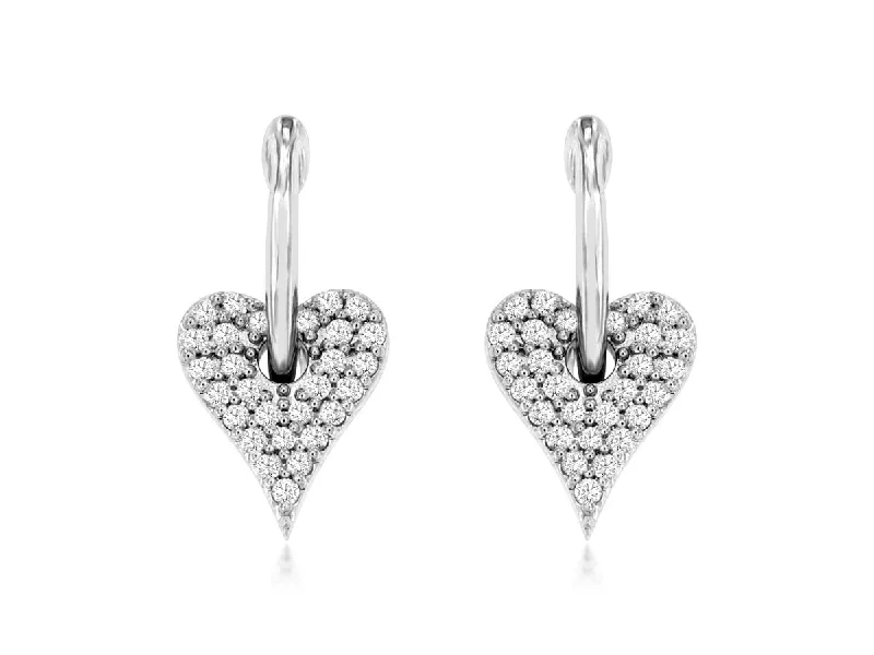 Diamond Heart Drop Earrings