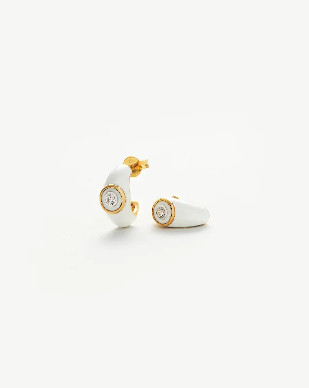 Enamel & Stone Dome Small Hoop Earrings