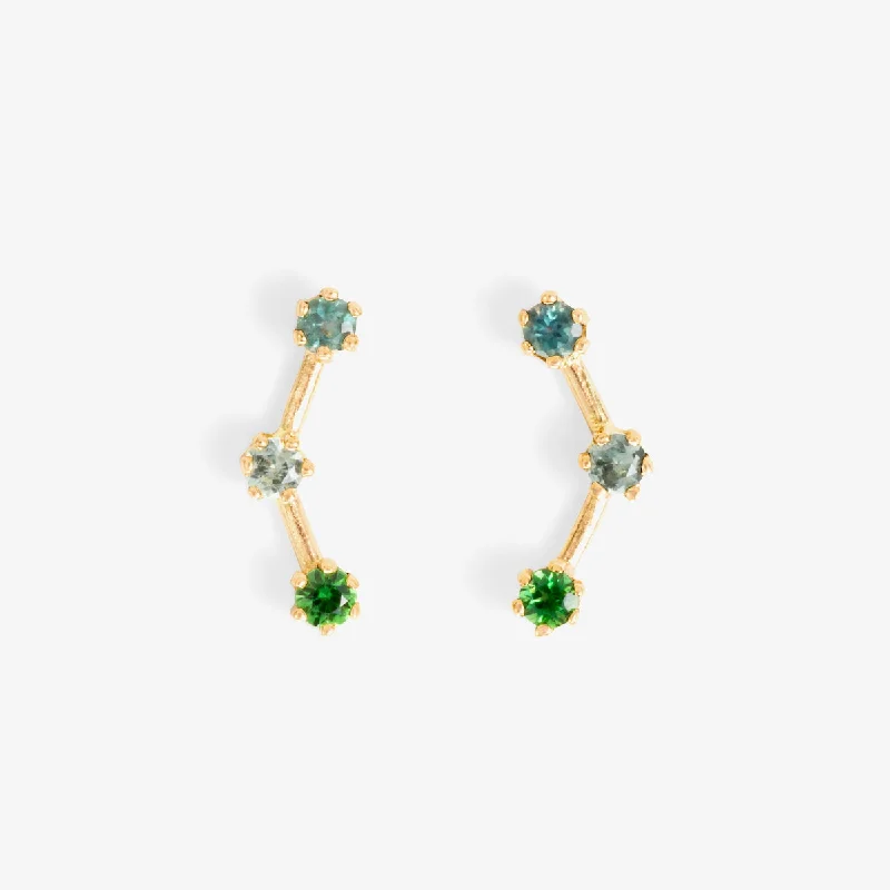 Green-Tone Triple Stone Studs | E6301GR