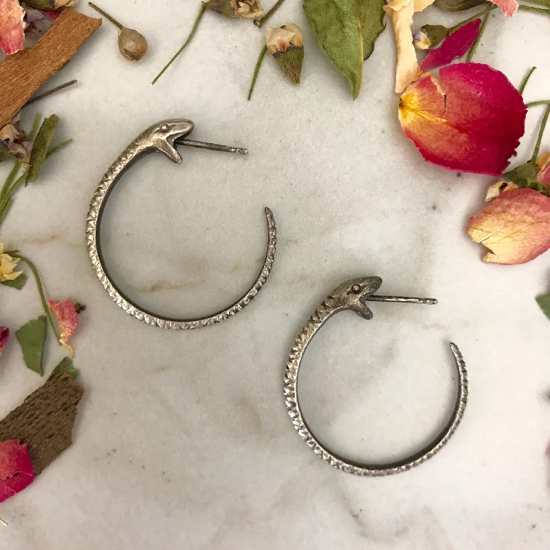 Large Snakebite Hoops Silver