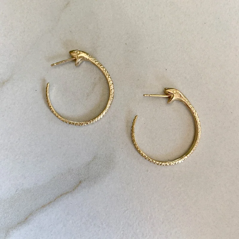 Large Snakebite Hoops in 10K Gold