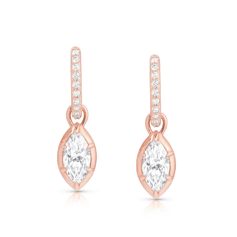 Marquise Rosette Pave Hoop Earrings