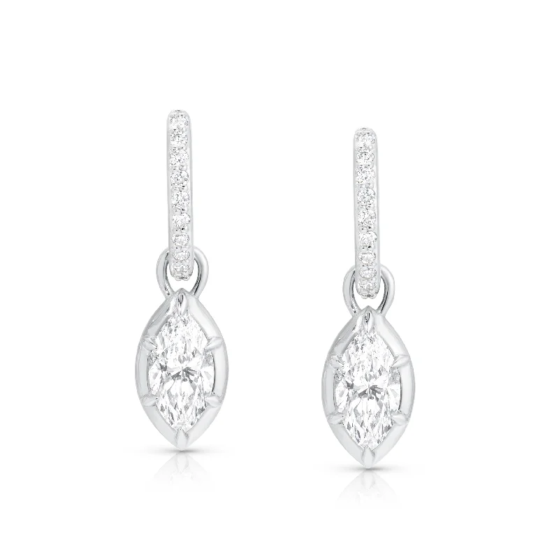 Marquise Rosette Pave Hoop Earrings