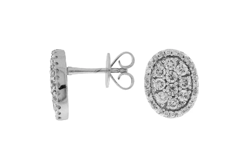 Oval Diamond Cluster Halo Earrings