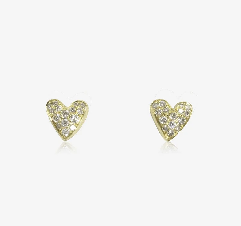 Diamond Pave Heart Studs