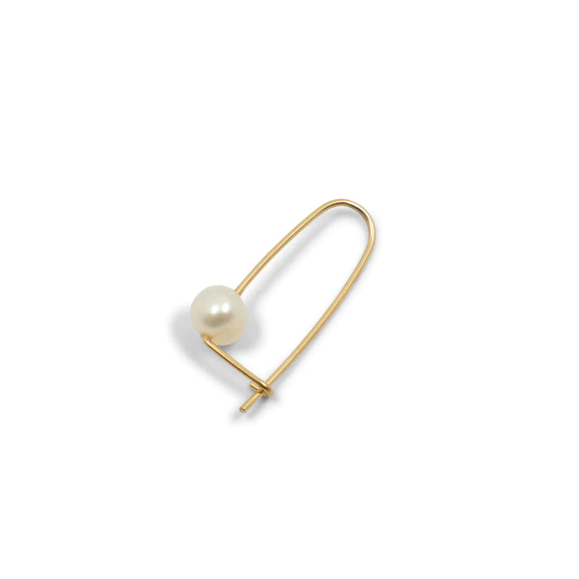 Pearl Wire Safety Pin Earring (Minimalist) - Gold-Filled