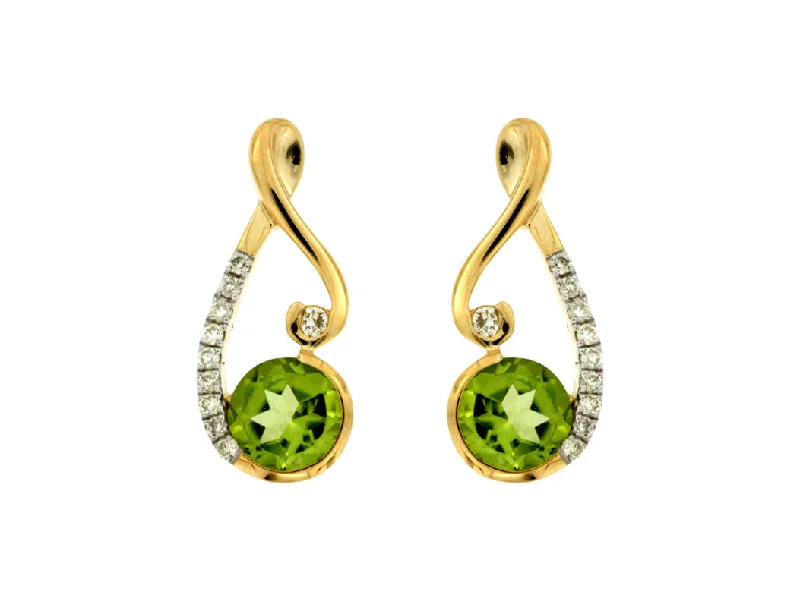 Peridot and Diamond Accented Open Swirl Design Earrings