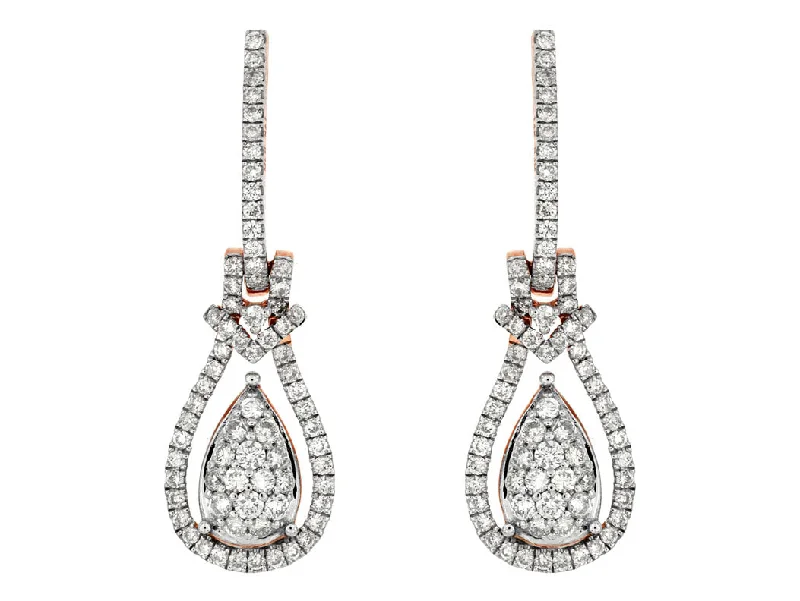 Rose Gold and Diamond Pear Shaped Dangle Earrings