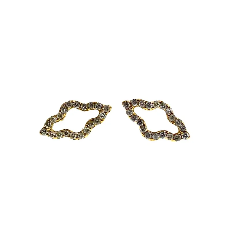 Small Yellow Gold P4 Stud With White Diamonds