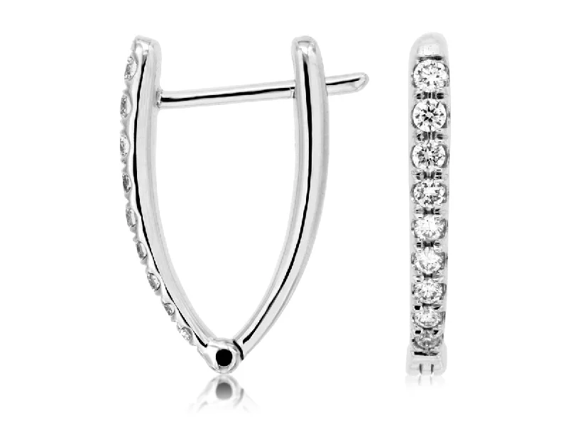 V Shaped Diamond Hoop Earrings