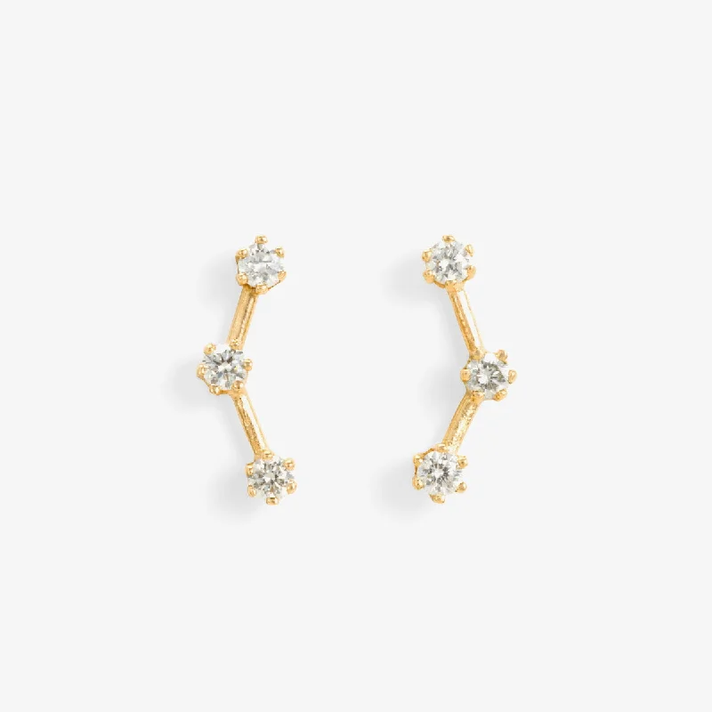 White Diamond Triple Stone Studs | E6301W