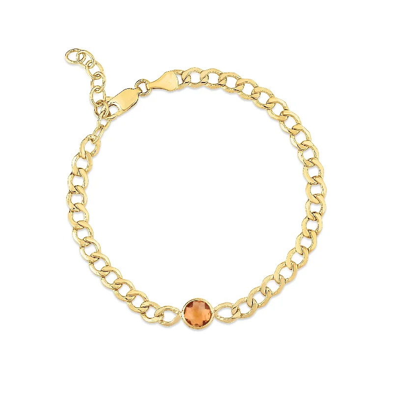 14K Citrine Curb Chain Bracelet