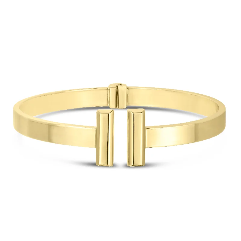 14K Gold Bar Cuff Bangle